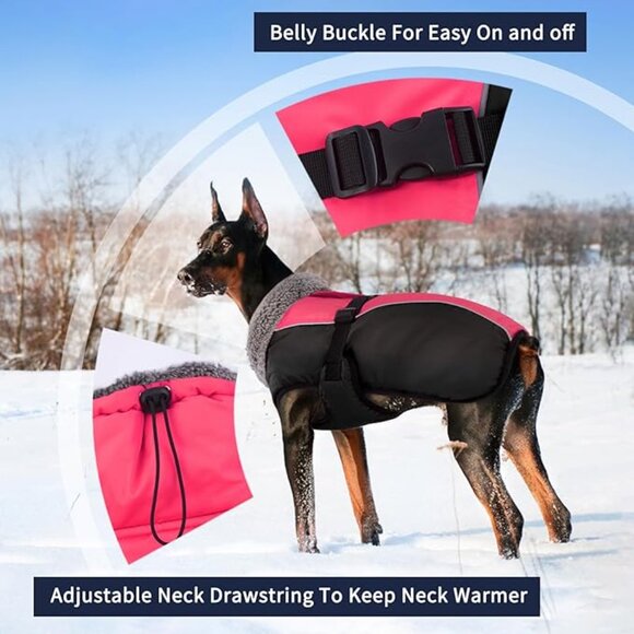 IECOii Extra Warm Dog Coat Reflective Adjustable Dog Jacket Dog Winter Coat 3X - Picture 3 of 4